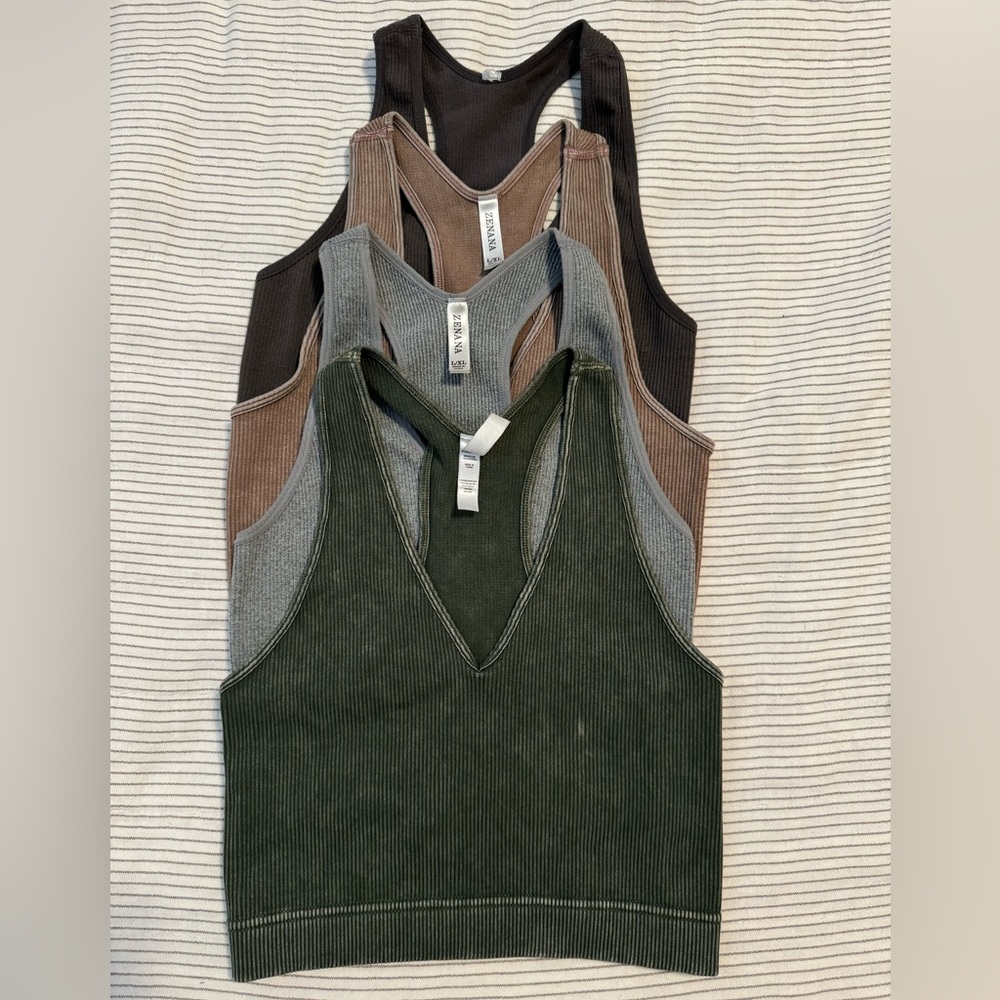 4-Pack Stretchy Cropped Tanks- Neutrals